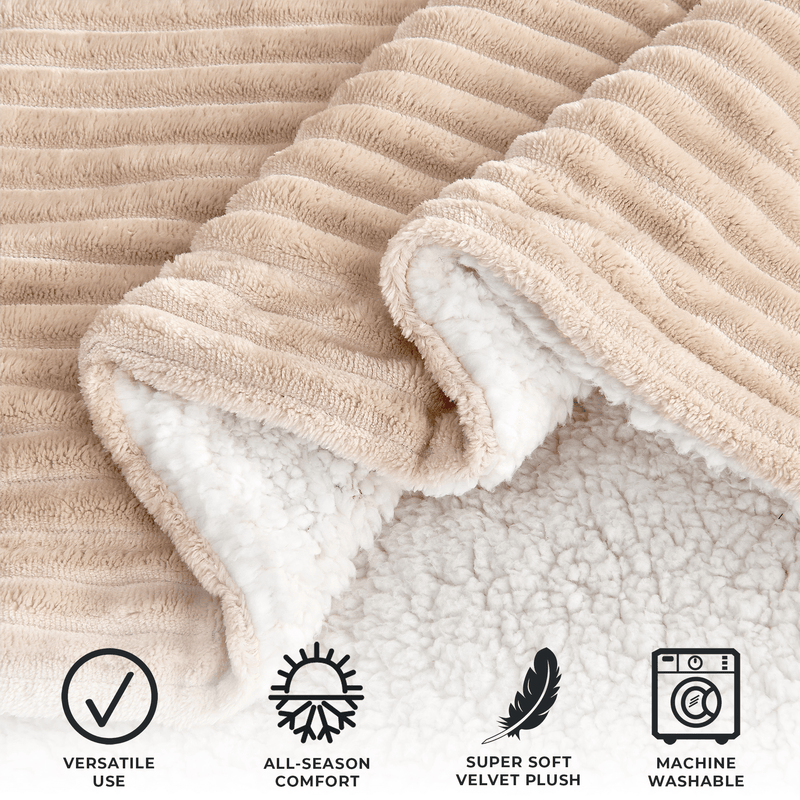 Ribbed Sherpa Throw Blanket - Corduroy Collection