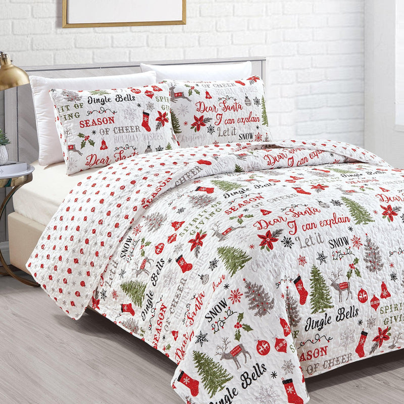 Holiday 3 Piece Quilt Set - Carol Collection