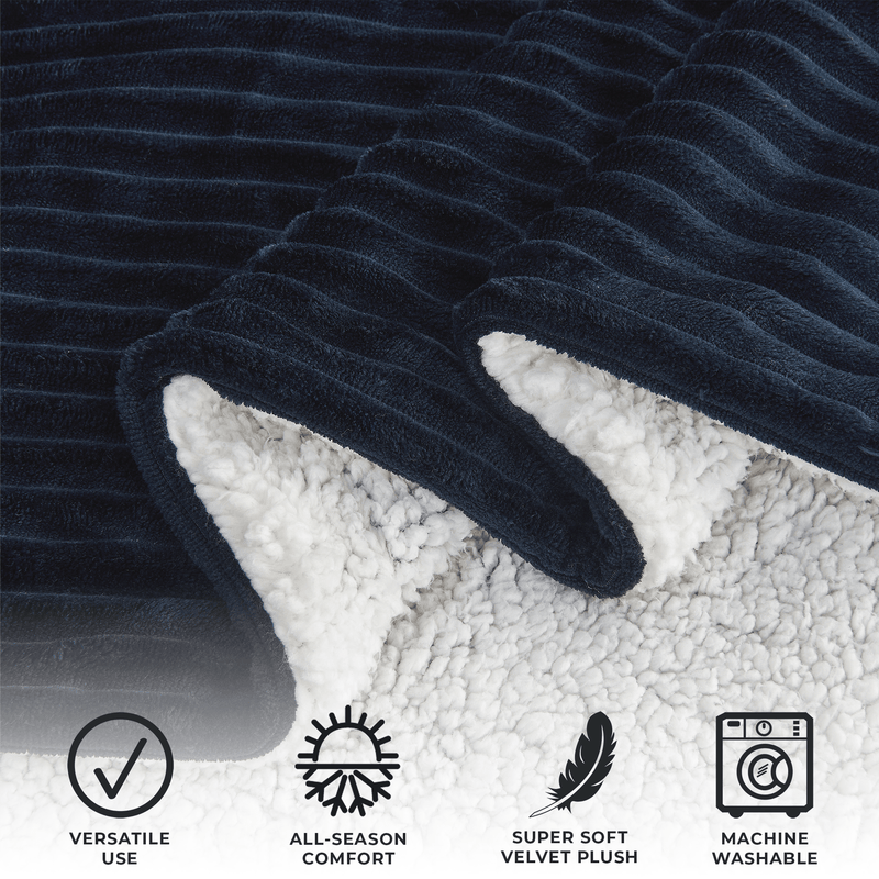 Ribbed Sherpa Throw Blanket - Corduroy Collection