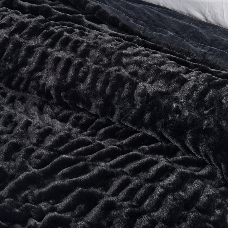 Ruched Faux Fur Throw Blanket - Alondra Collection