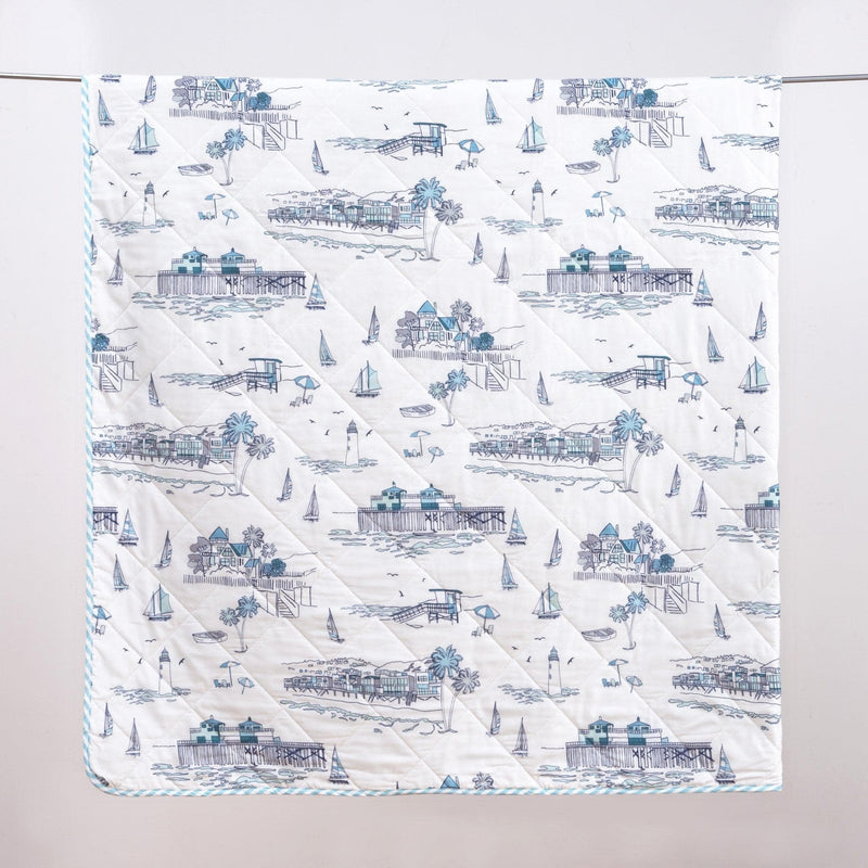 3-Piece Coastal Toile Quilt Set - Cape Elizabeth Collection