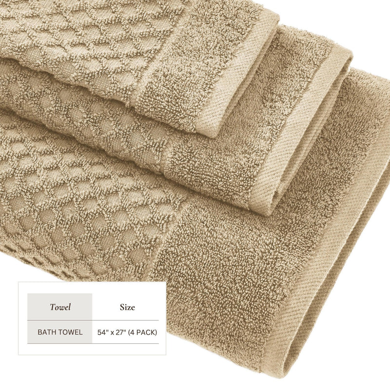 Cotton Diamond Waffle Weave Bath Towel Set - Grayson Collection