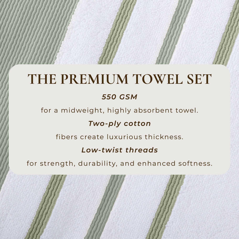 Decorative Cotton Stripe Bath Towel Set - Noelle Collection