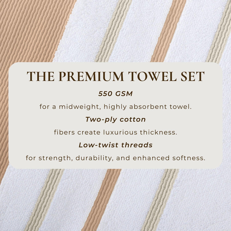 Decorative Cotton Stripe Bath Towel Set - Noelle Collection