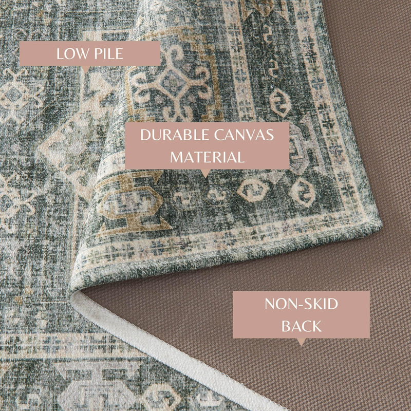 Medallion Machine Washable Accent Area Rug & Runner 2 Pack - Nava Collection