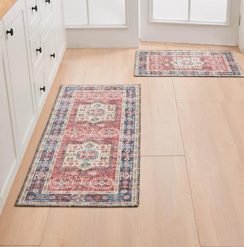 Medallion Machine Washable Accent Area Rug & Runner 2 Pack - Nava Collection