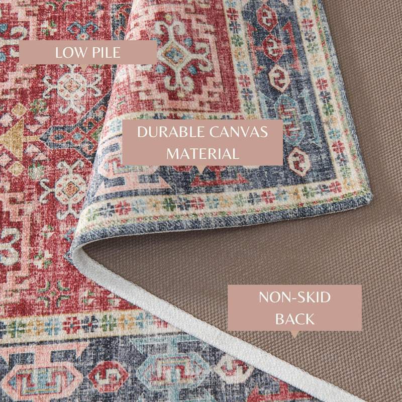 Medallion Machine Washable Accent Area Rug & Runner 2 Pack - Nava Collection