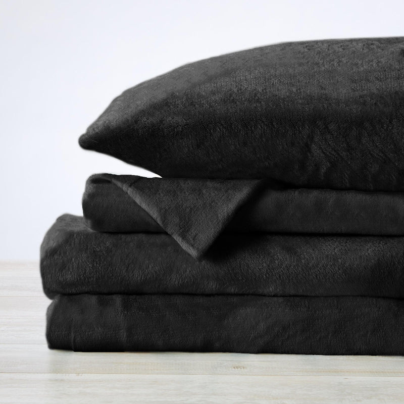 4-Piece Solid Plush Sheet - Velvet Luxe Collection