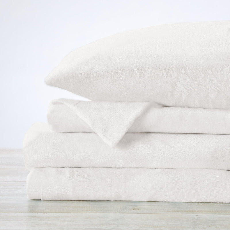 4-Piece Solid Plush Sheet - Velvet Luxe Collection