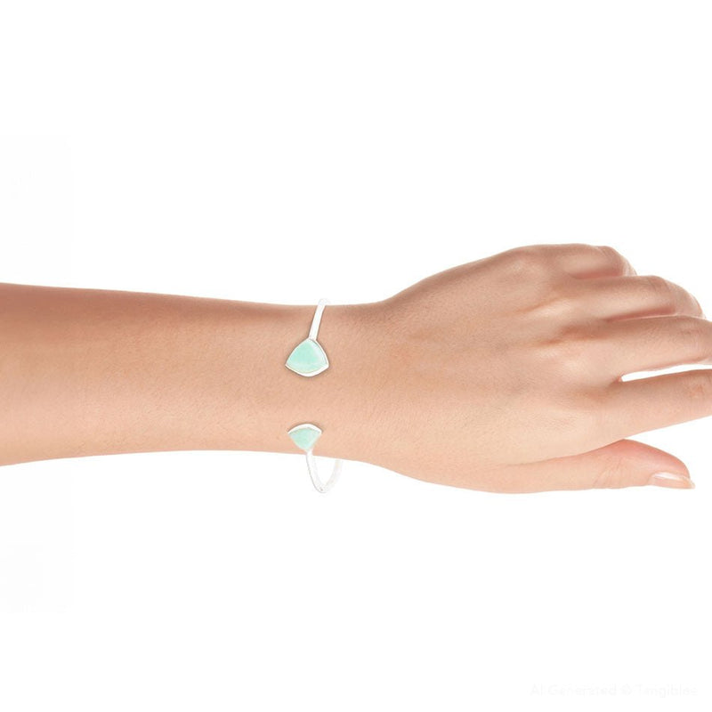 Green Chrysophase Open Sterling Silver Cuff Bracelet