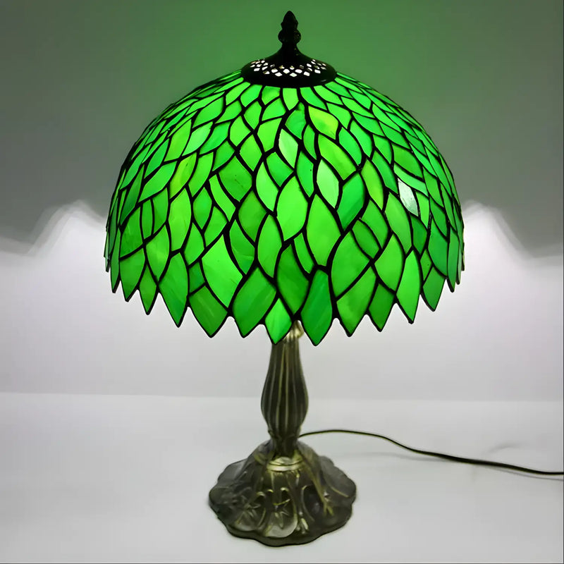 Green Leaf Tiny Tiffany Lamp | Glass Tabletop