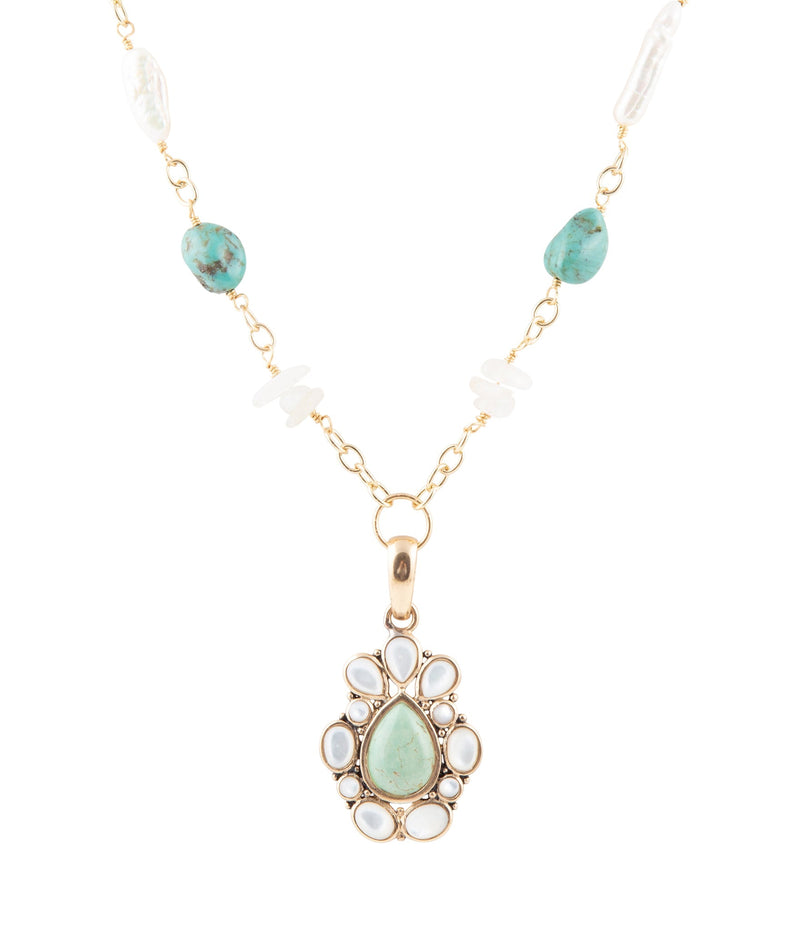 Green Turquoise Pearl Drop Necklace