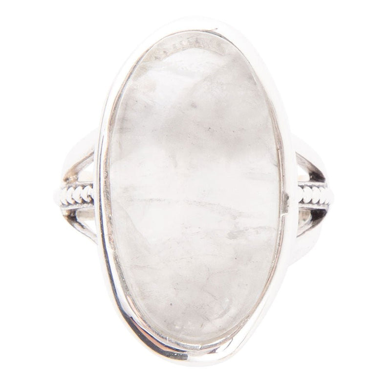 Grey Quartz and Sterling Silver Oval Ring