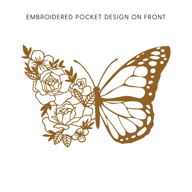 Embroidered/Printed PIGMENT Crewneck (pf&b) - Floral Butterfly / Growth Takes Time