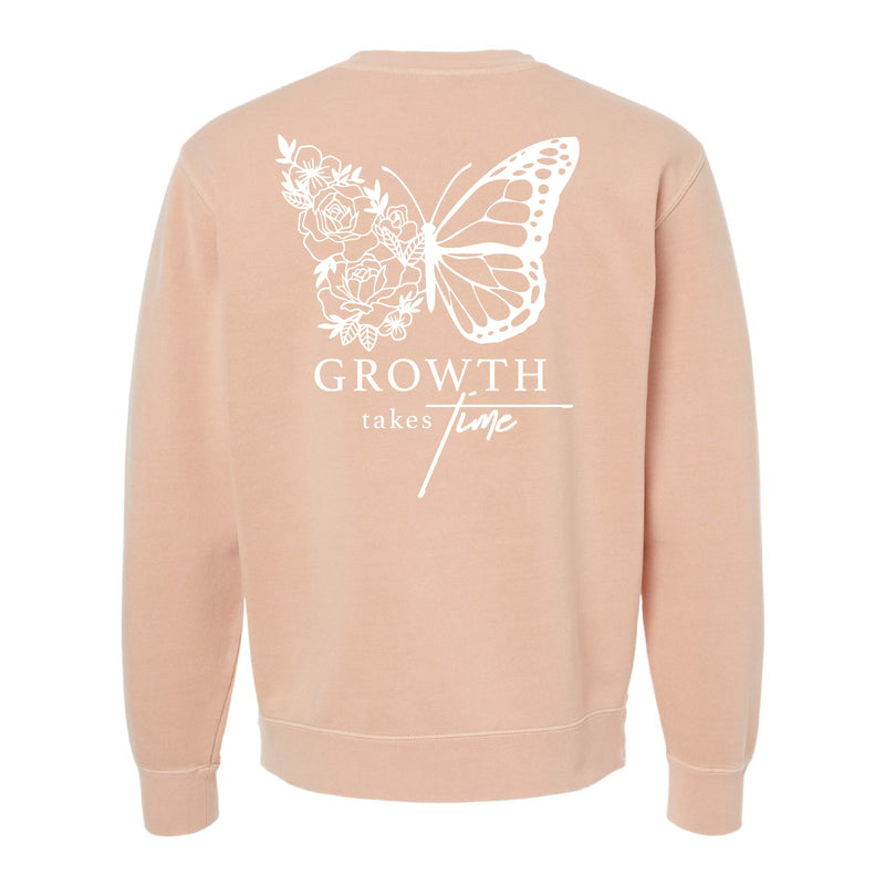 Embroidered/Printed PIGMENT Crewneck (pf&b) - Floral Butterfly / Growth Takes Time