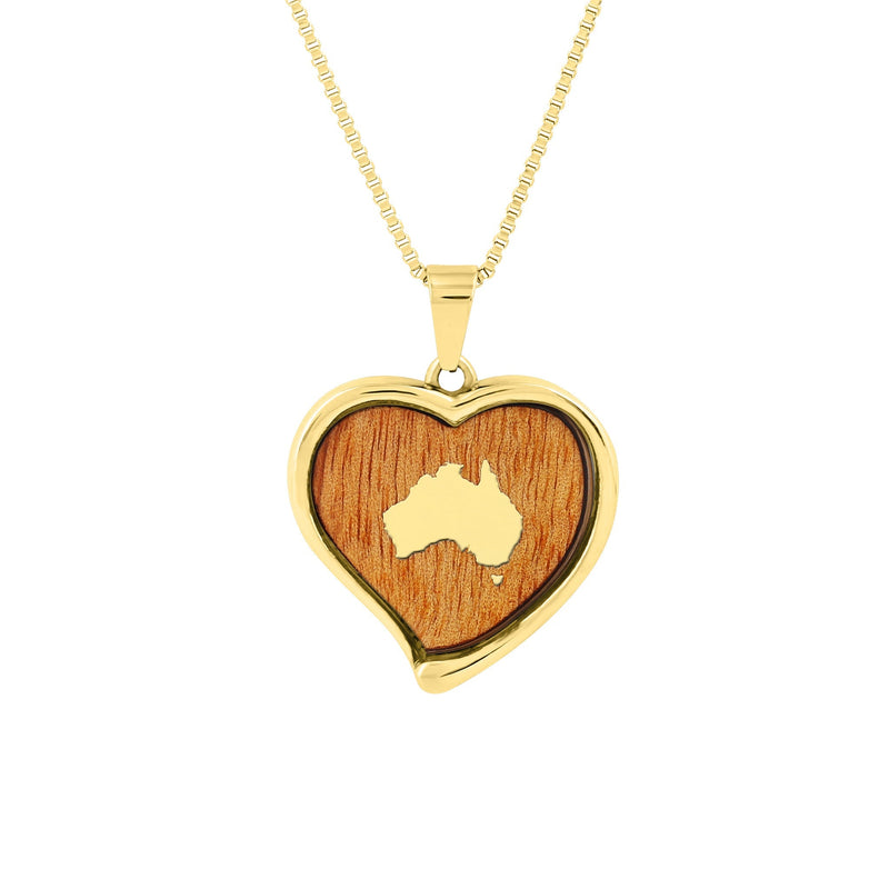 Gum Burl Heart Necklace - Yellow Gold