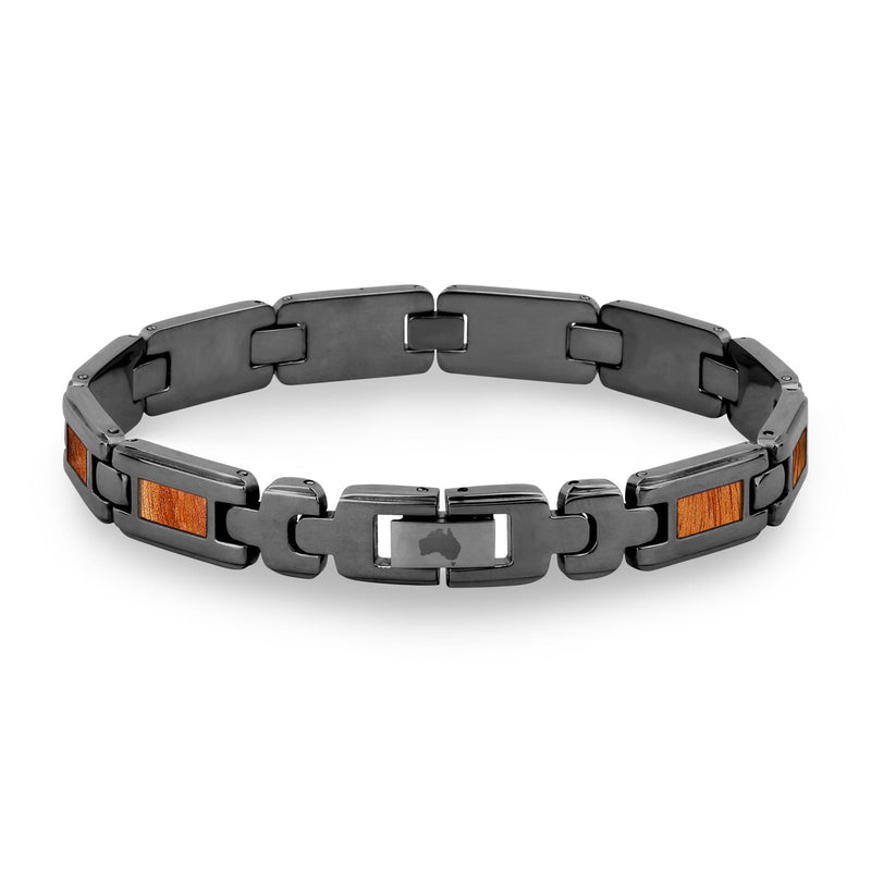 Gum Burl Men's Link Bracelet - Gunmetal