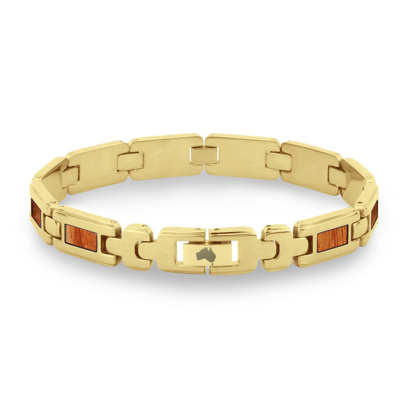 Gum Burl Men's Link Bracelet - Yellow Gold