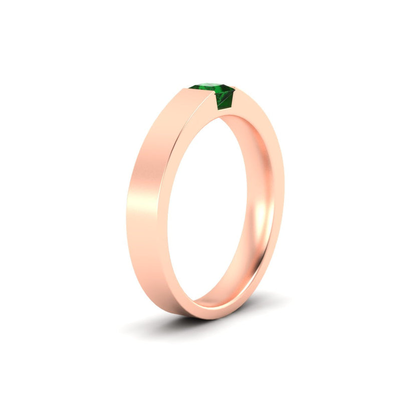 Half Bezel Solitaire Mens Engagement Ring