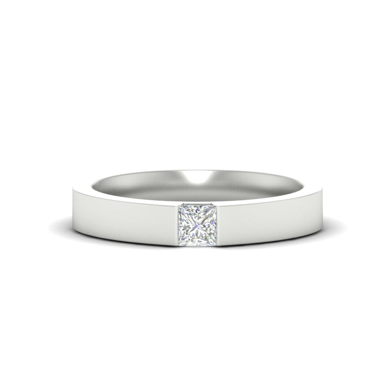 Half Bezel Solitaire Mens Engagement Ring