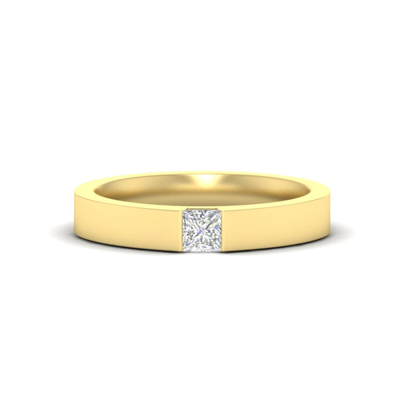 Half Bezel Solitaire Mens Engagement Ring