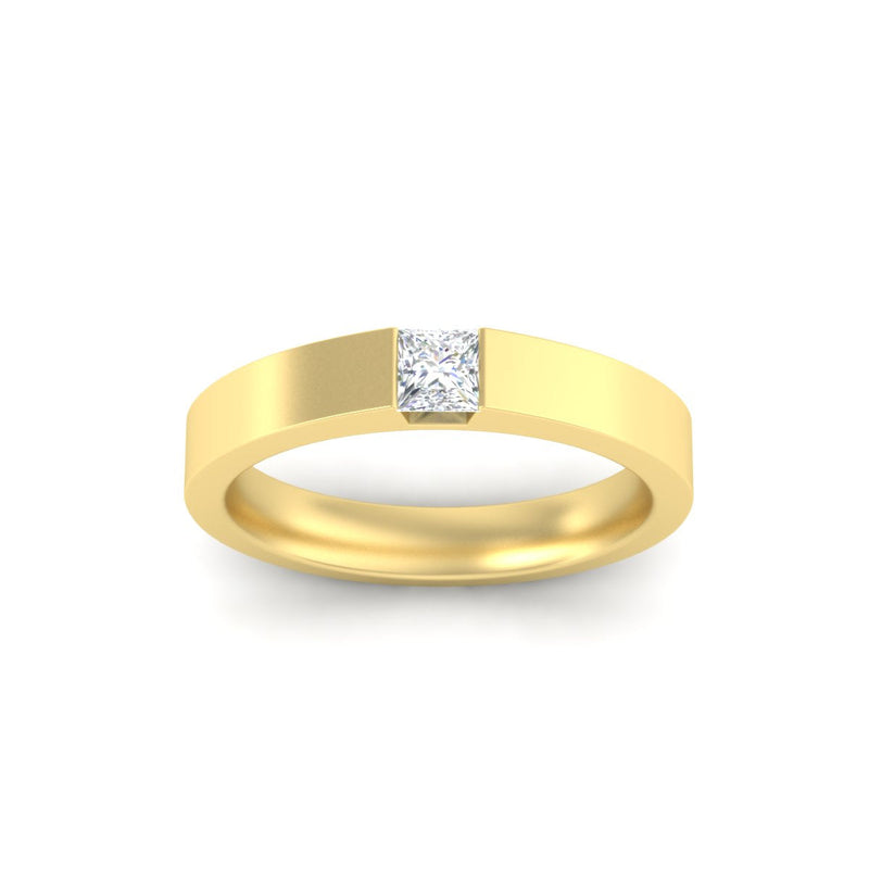 Half Bezel Solitaire Mens Engagement Ring