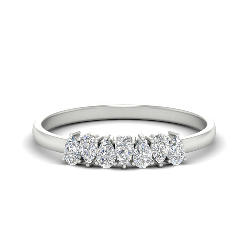 Half Carat 7 Stone Wedding Band Diamond Teardrop