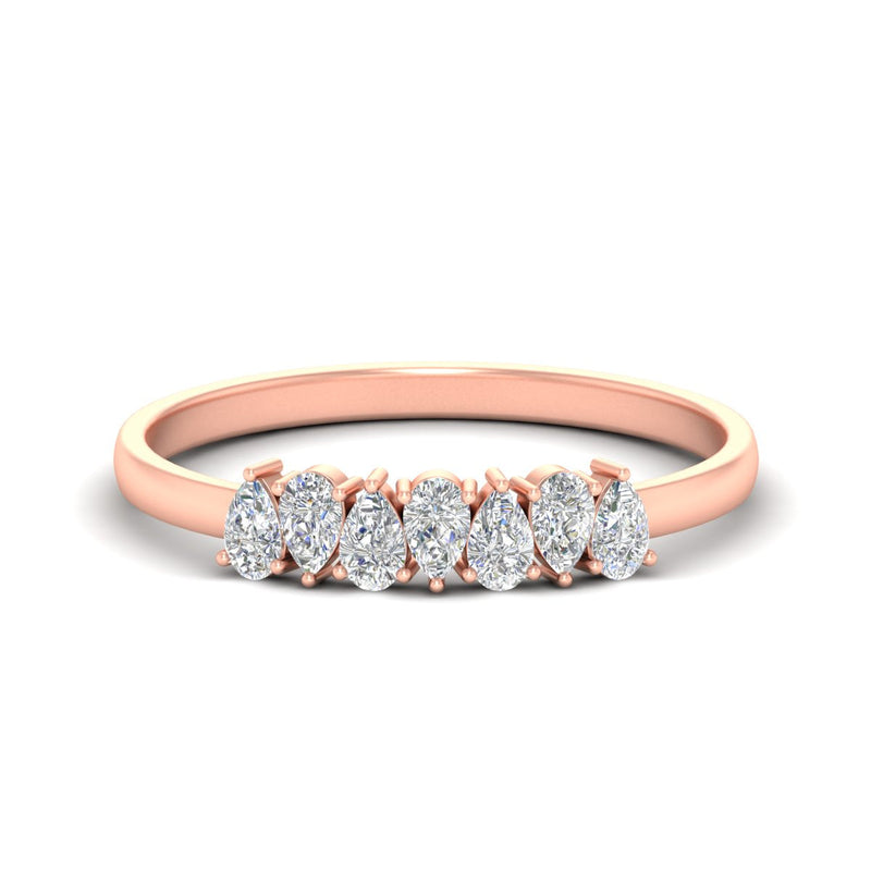 Half Carat 7 Stone Wedding Band Diamond Teardrop