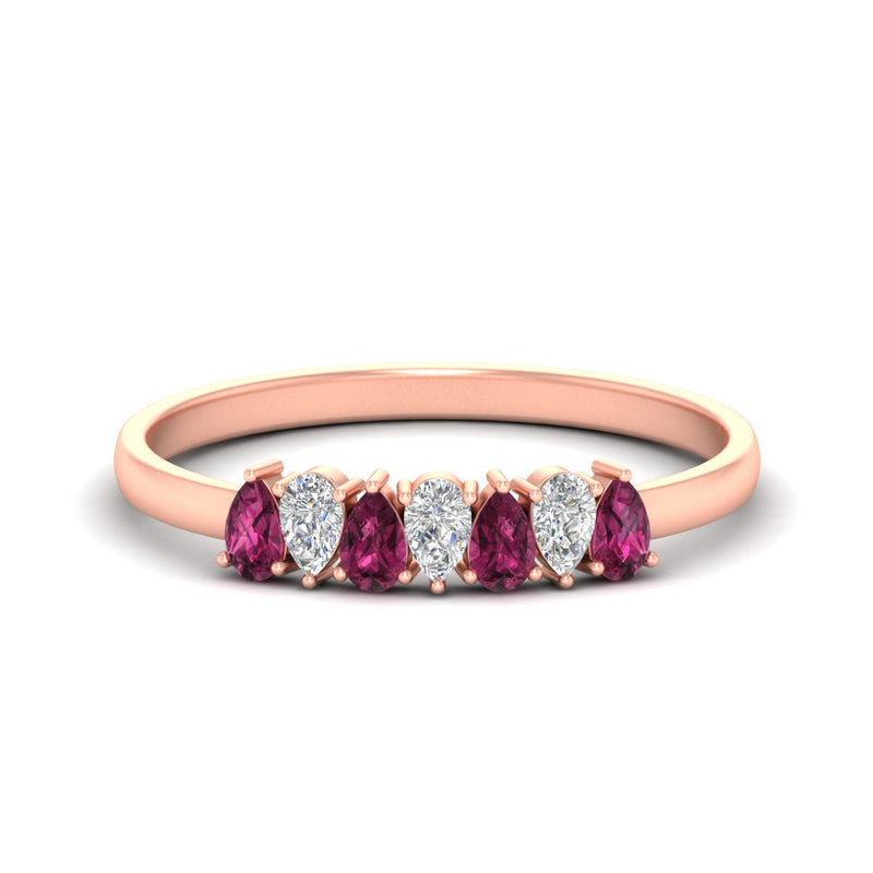 Half Carat 7 Stone Wedding Band Diamond Teardrop
