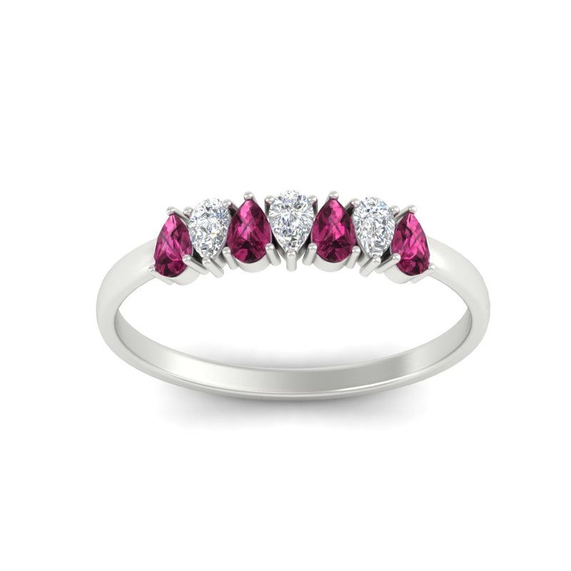 Half Carat 7 Stone Wedding Band Diamond Teardrop