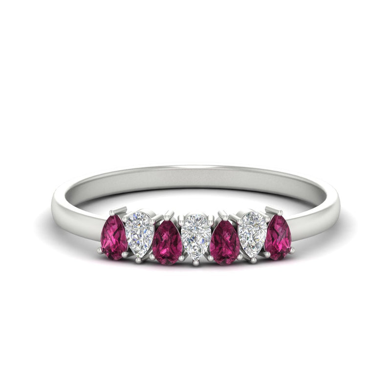 Half Carat 7 Stone Wedding Band Diamond Teardrop
