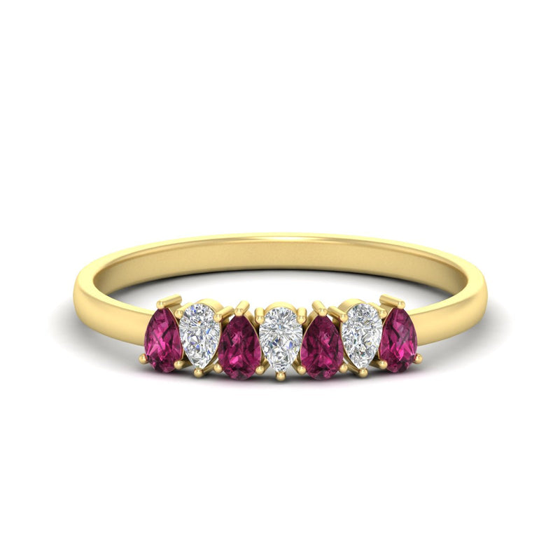 Half Carat 7 Stone Wedding Band Diamond Teardrop