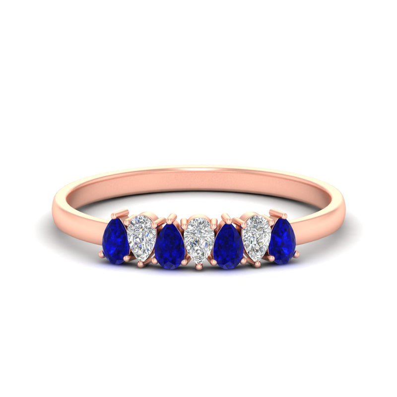 Half Carat 7 Stone Wedding Band Diamond Teardrop