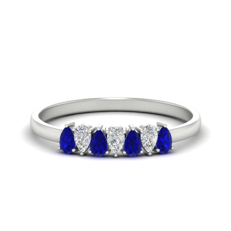Half Carat 7 Stone Wedding Band Diamond Teardrop