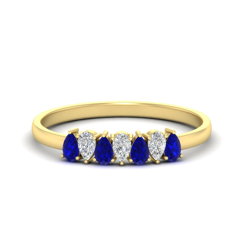 Half Carat 7 Stone Wedding Band Diamond Teardrop