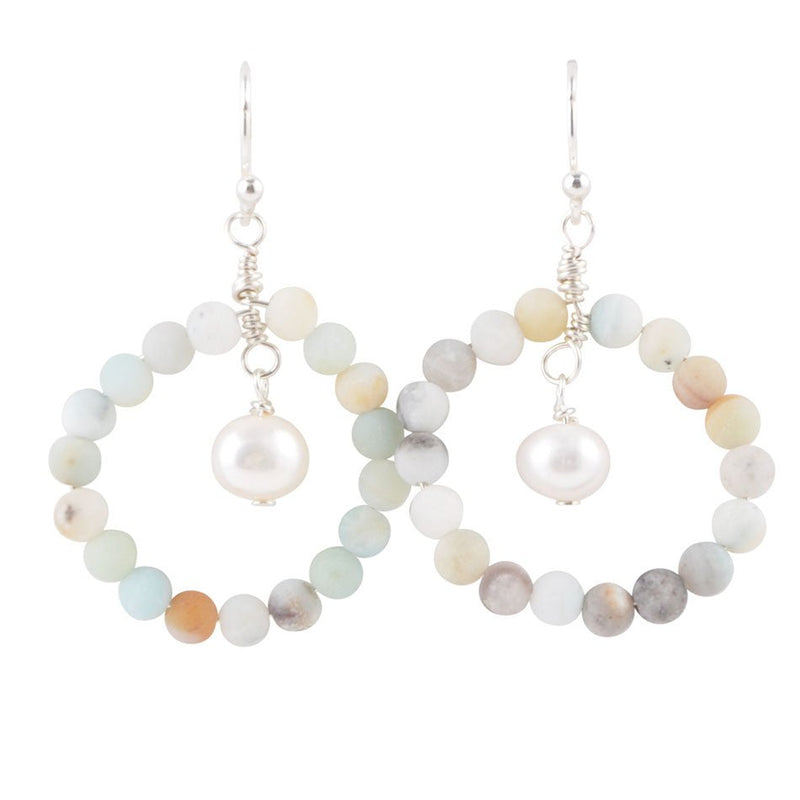 Halo Earring-Amazonite and Pearl