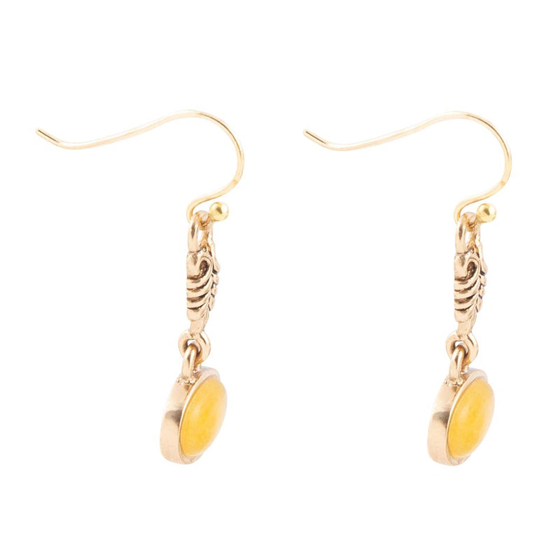 Harmony Orange Quartz Golden Drop Earrings