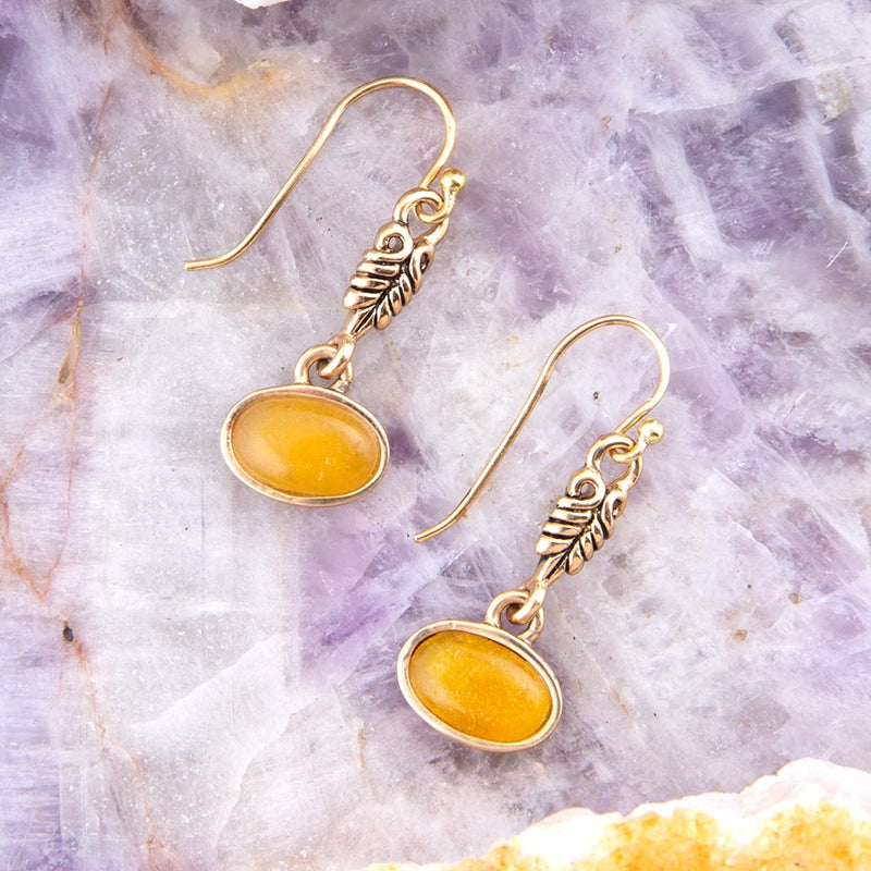 Harmony Orange Quartz Golden Drop Earrings