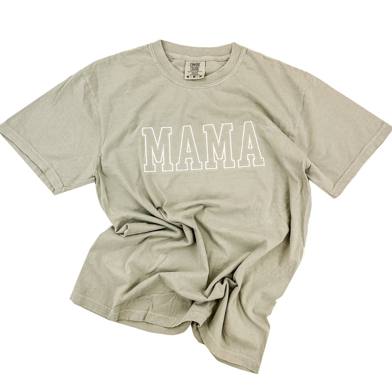 Embroidered Comfort Colors Tee - MAMA - Outline - White Thread