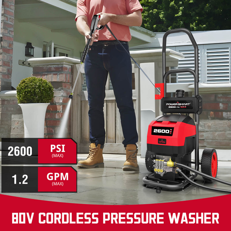 80V 2600PSI 1.2 GPM Cordless Pressure Washer HB2840