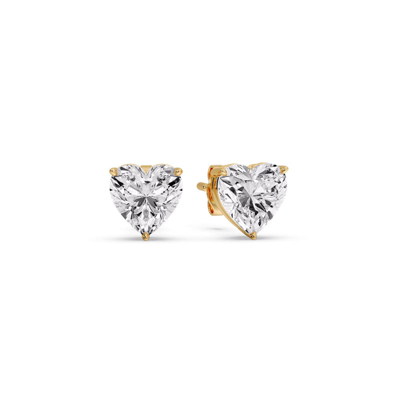3 Prong Heart Shaped Diamond Solitaire Stud Earring in Basket Setting