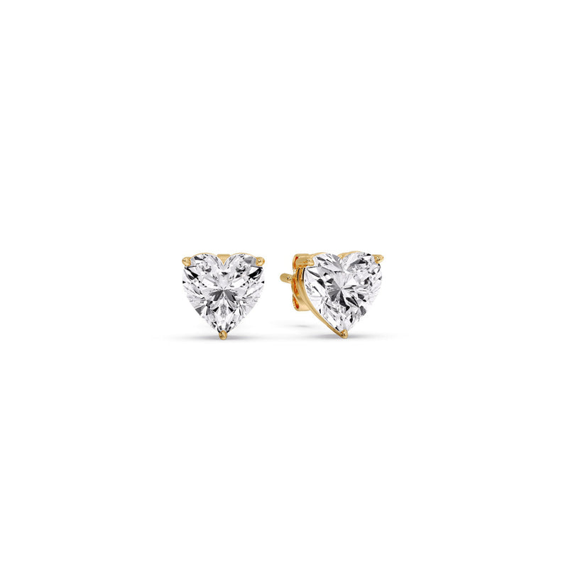 3 Prong Heart Shaped Diamond Solitaire Stud Earring in Basket Setting