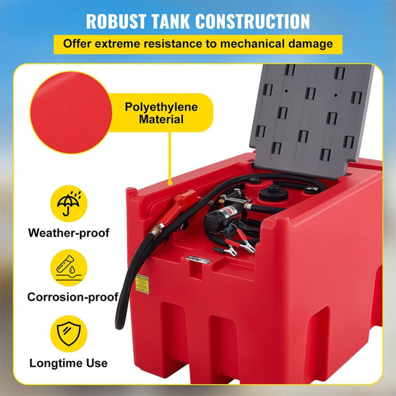 Heavy-Duty 116 Gal Portable Diesel Fuel Transfer Tank With Automatic Pump & Hose (SAK77594)