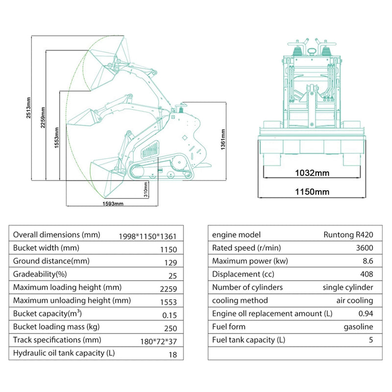 Heavy-Duty 13HP Mini Skid Steer Loader Crawler With Bucket (SAK34261)