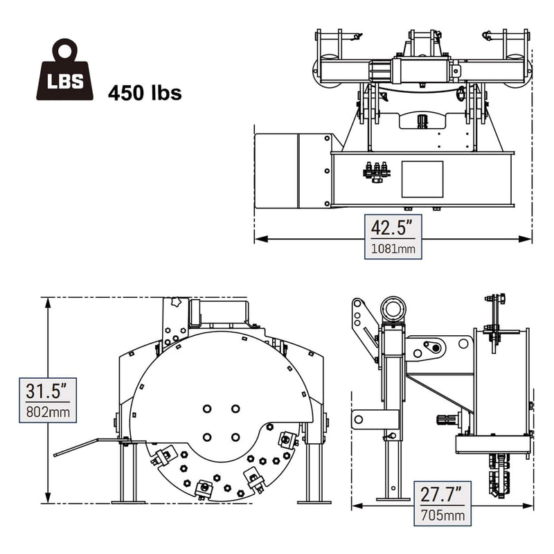 Heavy-Duty 3-Point PTO Powered Stump Root Grinder For 15-45HP Tractors [PTO Shaft Included] (SAK27940)