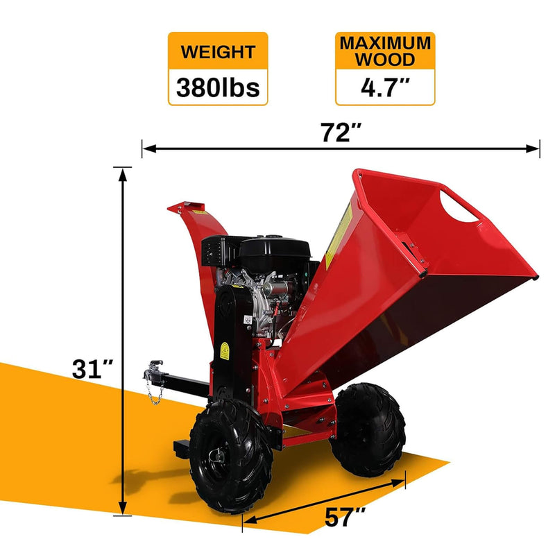 Heavy-Duty 5-Inch 420CC 15HP Towable Gas Wood Chipper Shredder Mulcher (SAK17493)