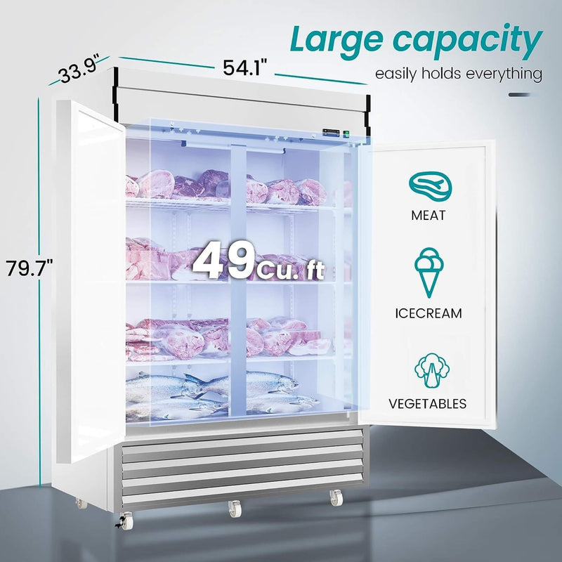 Heavy-Duty 54" 2-Door Stainless Steel Commercial Freezer With OmniSmart Temperature Control (SAK91765)