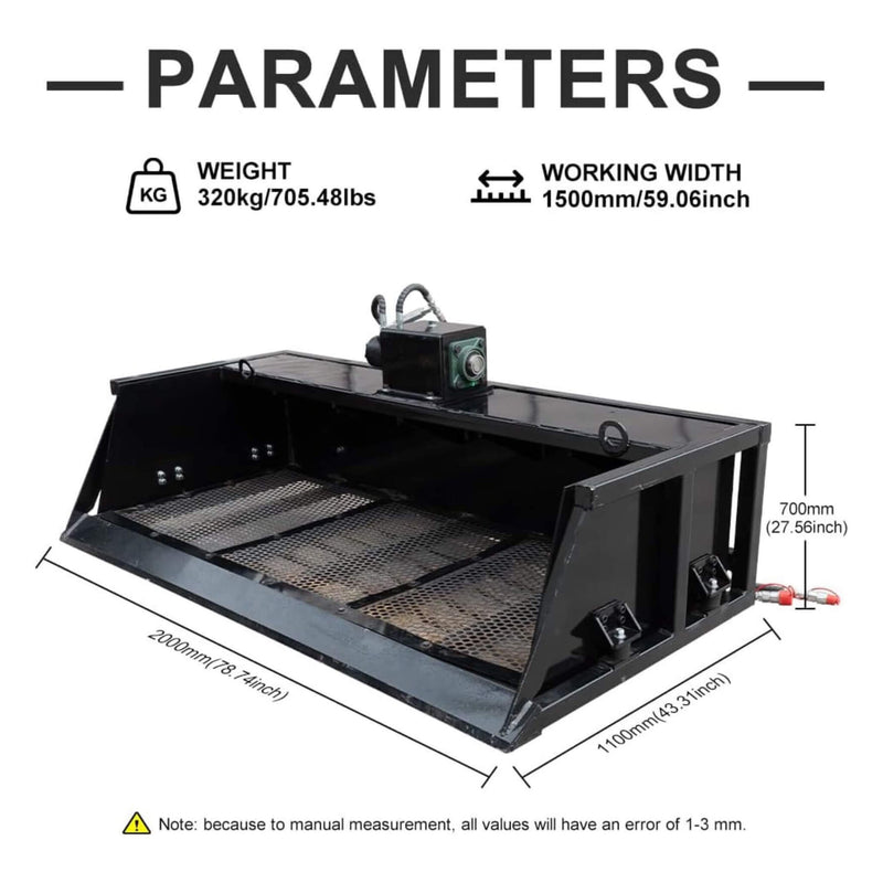 Heavy-Duty 60-Inch Topsoil Screening Skid Steer Bucket Attachment (SAK10294)
