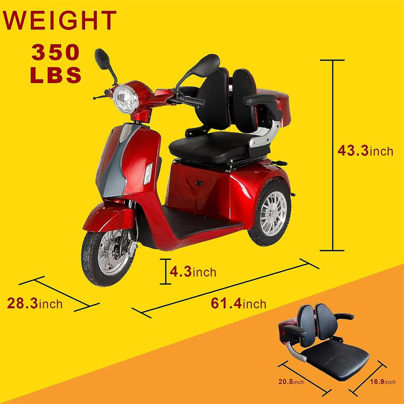 Zvg Heavy-Duty All-Terrain Electric Powered Mobility Scooter For Seniors & Adults, 800W (SAK96314)