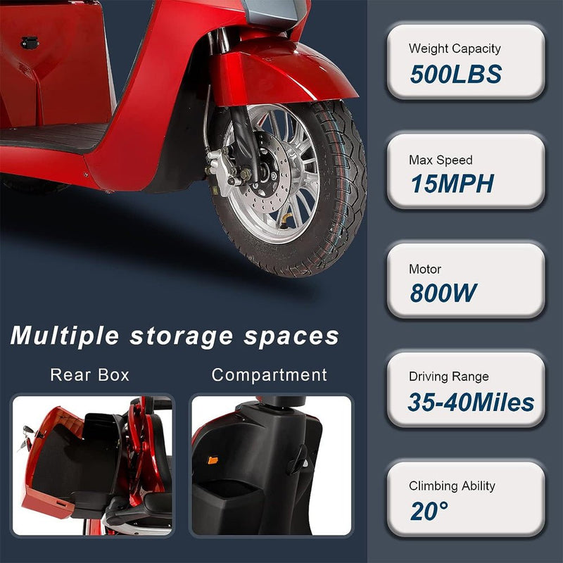 Zvg Heavy-Duty All-Terrain Electric Powered Mobility Scooter For Seniors & Adults, 800W (SAK96314)